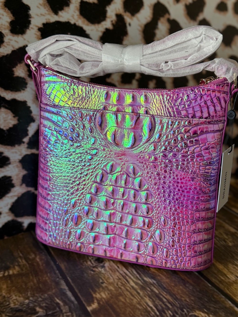 FIRM PERFECT EYE Brahmin Katie PURPLE IRIS crossbody NWT Iridescent Glow - Picture 10 of 14